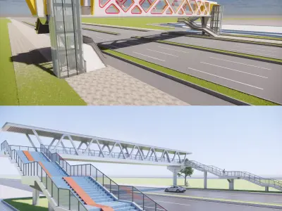 Pedestrian Bridge -B3 3D model