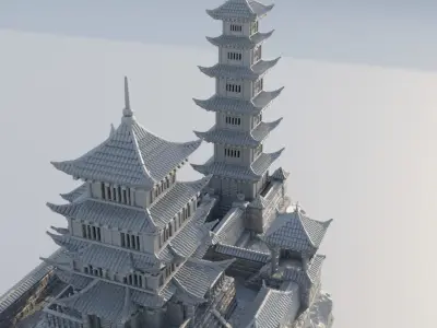 Samurai Temple Tabletop Terrain 28 mm 3D print model