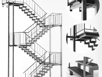 Metal outdoor stair 3D model