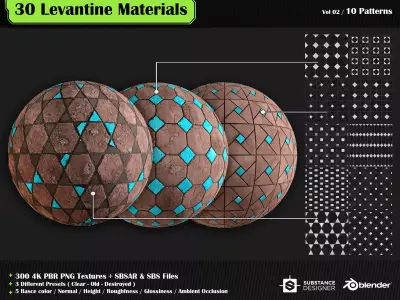 30 High quality Levantine material SBS and SBSAR files 3D model