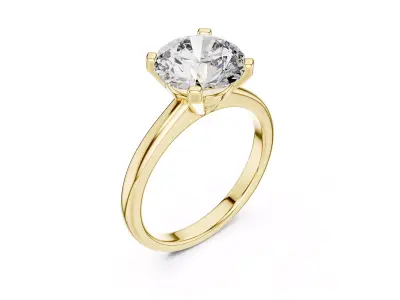 Elegant Round Solitaire Engagement Ring Slim Shank 4 Prong CAD 3D print model