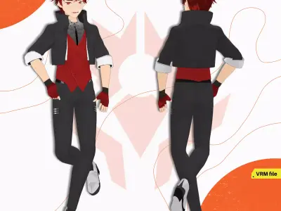 VRM MALE FUTURISTIC FANTASY OUTFIT SCIFI MANGA CYBERPUNK 3D model