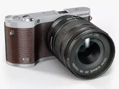 Samsung NX300 Brown mirrorless digital camera Kit 18-55mm lens Low-poly 3D model