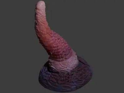 Alien Tentacle Toy Rigged Lowpoly and Highpoly Low-poly 3D model