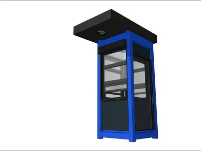 container guard booth 125cm x 125cm plus roof wit light 3D model