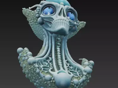 Cosmic Orb Alien Bust - Organic Extraterrestrial Sculpture 3D  3D print model