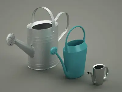 watering cans - set of 3 3D model