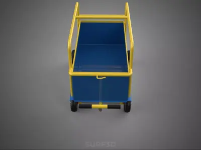 WAREHOUSE MATERIAL HANDLING TROLLEY CART TRANSPORT DOLLY WAGON 3D model