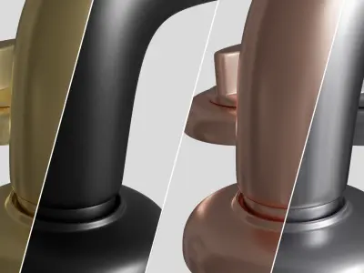 Door handle on round rose with turn and release Low-poly 3D model