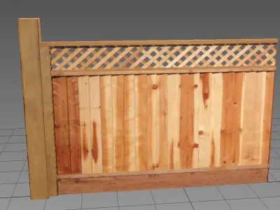 Fence 1 wooden with lattice 3D model