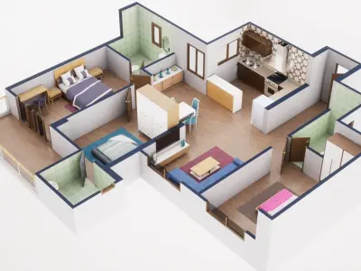 3D Floor Plan Model 44 3D model
