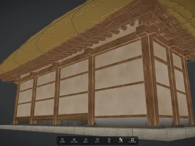 Korean Traditional House Thatched House 02 Low-poly 3D model