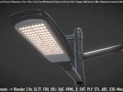 Street Light 12 Pole 3 Version 5 Low-poly 3D model