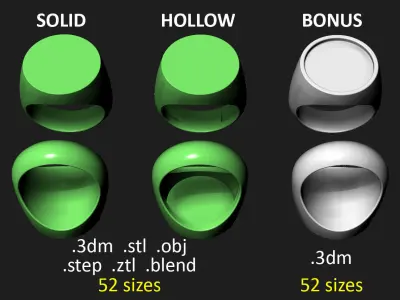 18 mm Signet ring Pack 3D print model