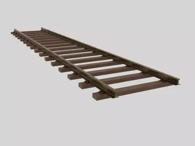 Railroad Track - Broad Gauge - Tileable Low-poly 3D model