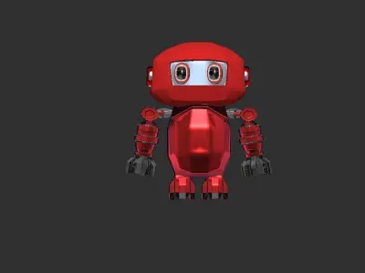 Cute red robot 3D print model