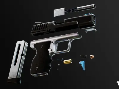 Atlan 32 Modern Handgun Low-poly 3D model