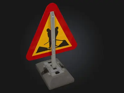 Roadwork Ahead Sign Warning Traffic Sign Model 3D model