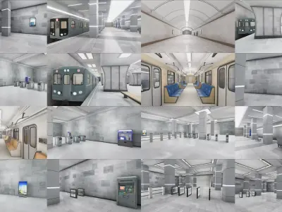 Subway Stations Interiors 3D Model Pack