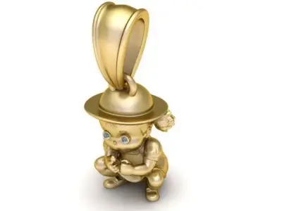 Diamond-Eyed Street Kid Pendant  3D Printable Gold Characeeer 3D print model