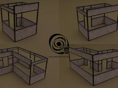 Stall stand Set 4M1T 04 R Low-poly 3D model