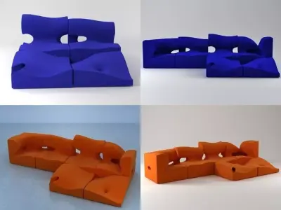 M set of orange and sofas 3D model