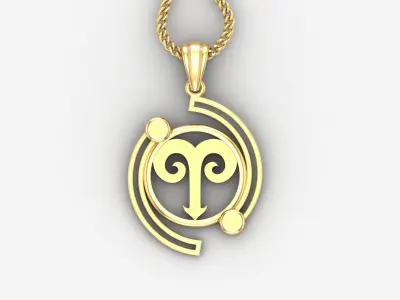 Galaxy Aries Light Gold Pendant Version 8 3D print model