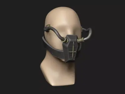 Steampunk Coffin Mask - SciFi Character Design Low-poly 3D model