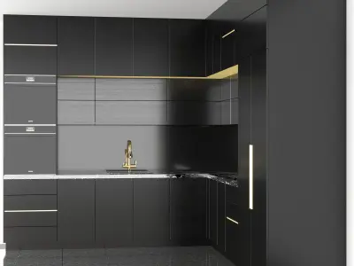 Smeg Black Kitchen 3D model