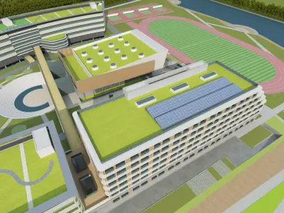 Modern school building07 3D model