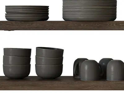 Shelf with dishes 3D model