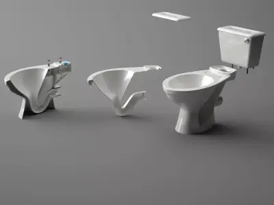 american toilet 01 3D model