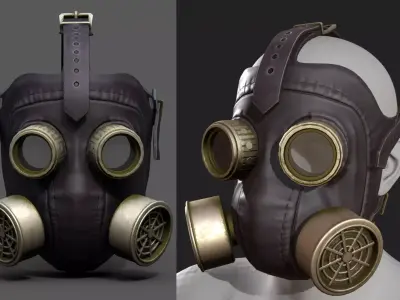Gas mask helmet 3d model military combat protection  Low-poly 3D model