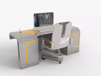 Futuristic Desk Low-poly 3D model