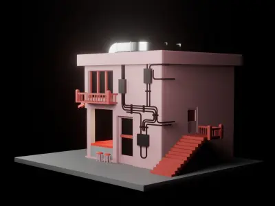 Isometric house 3D Low-poly Low-poly 3D model