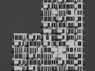 Modular Building Set Low-poly 3D model