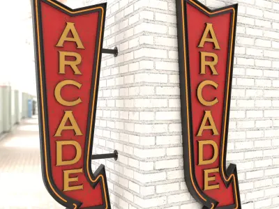 Neon Arcade Vintage Advertising Signs 3D model