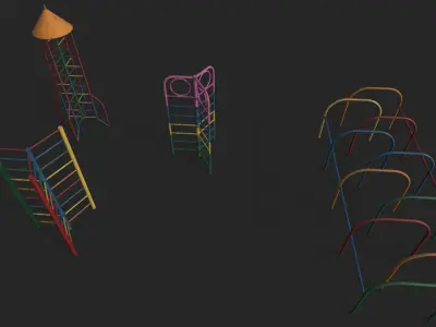Old Playground Props Set Low-poly 3D model purchase