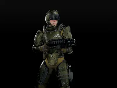 Stormtrooper man in space suit Low-poly 3D model