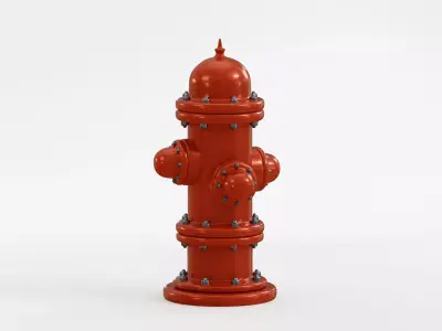 Fire Hydrant Low-poly 3D model 13