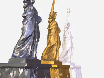 Statue of Liberty PolyArt Gold Material Low-poly 3D model