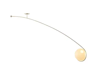 Fiddlehead wall lamp with gold ball hanging from it 3D model