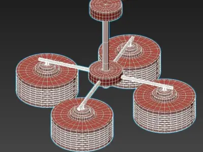 CAPRI three light chandelier in brass with shades 3D model