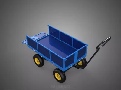 GARBAGE RUBBISH TRASH TRAILER CART WAGON WHEELBARROW BIN TRUCK 4 3D model