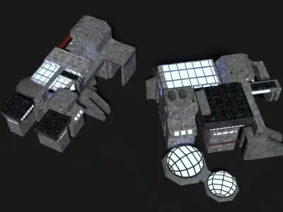 Moon Base Low-poly 3D model