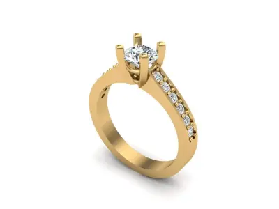 Solitaire ring 3D print model 32