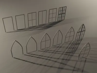 Low Poly Untextured Window Pack Low-poly 3D model