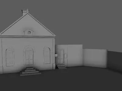 Set of 11 modular house for Game Low-poly 3D model