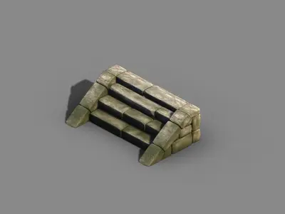 Blacksmith shop - stone ladder 01 3D model