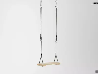 Swings seat with hanging ropes 3D model